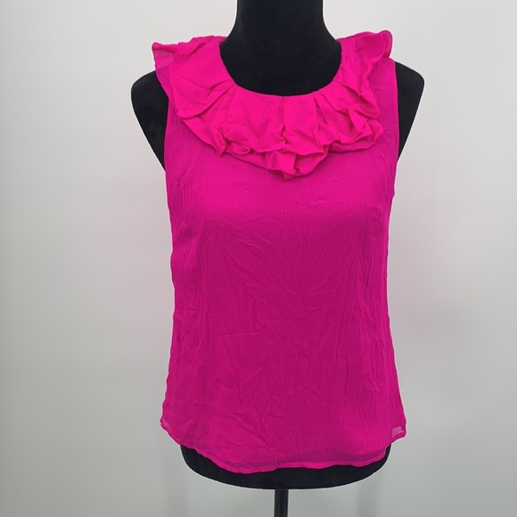 J. Crew Tops - J. Crew top Tank size Small silk blouse Ruffle Collar